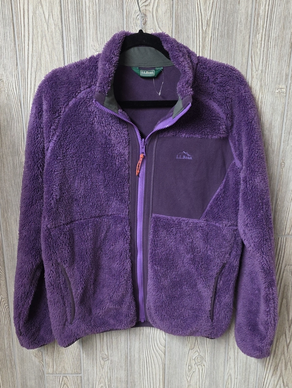L.L. Bean Full-Zip Purple Fleece Soft Fluffy Jacket Kids Youth Size XL / 18